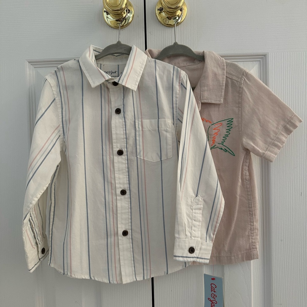 Cat & Jack Striped and Embroidered Button Down Shirts